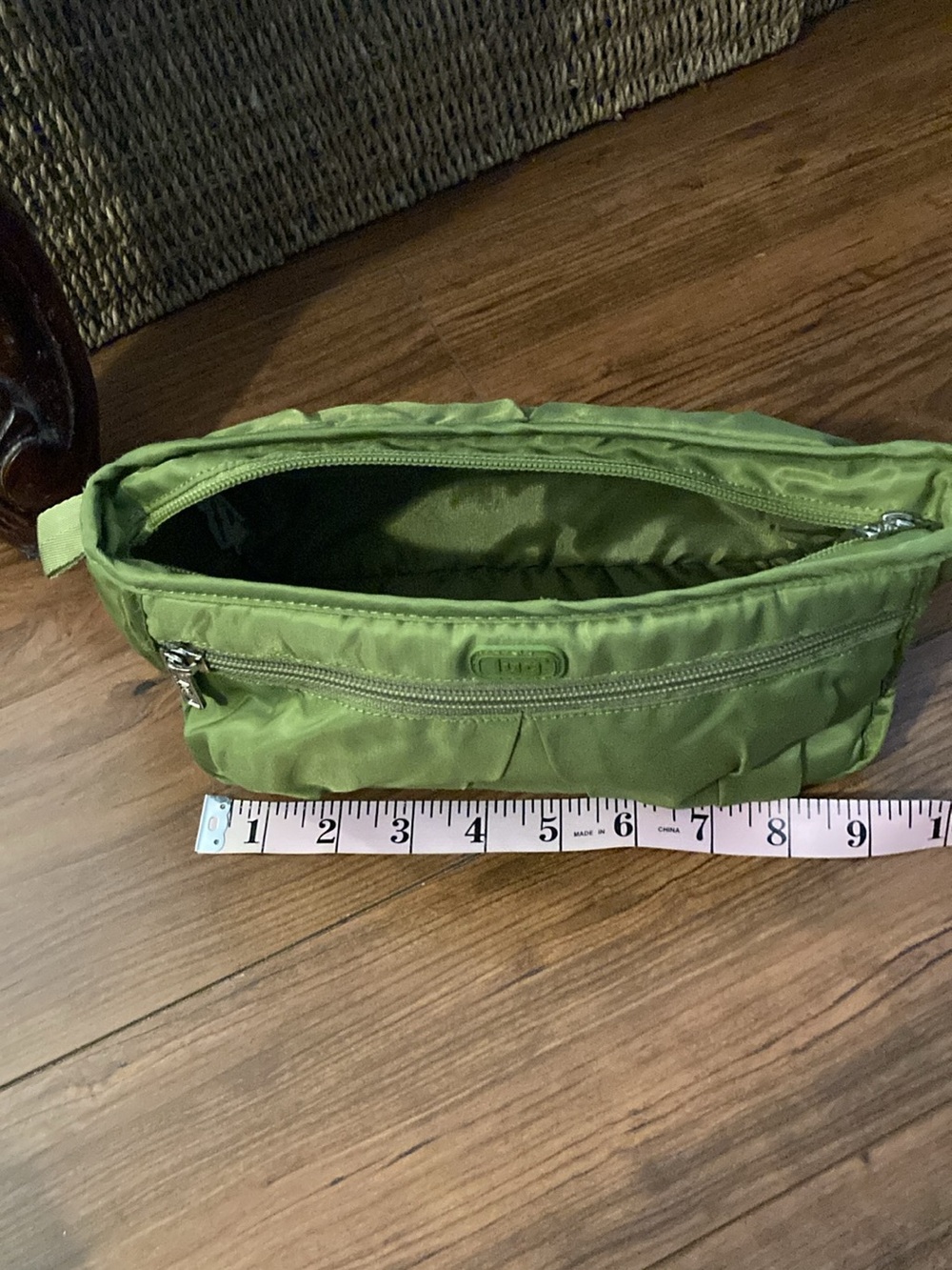 lug Lime Green Nylon Cosmetic Pouch with Front Zip Pocket